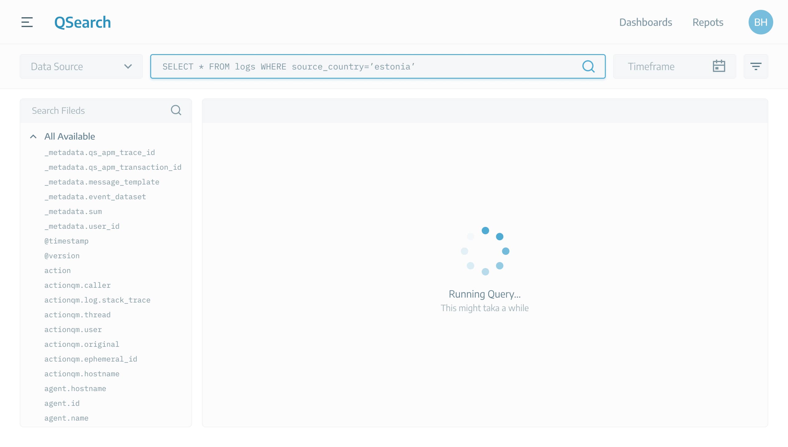 What the user sees during a search